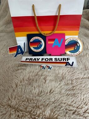 Aviator Nation La Jolla koozie, guitar pick & La Jolla sticker w/ paper bag